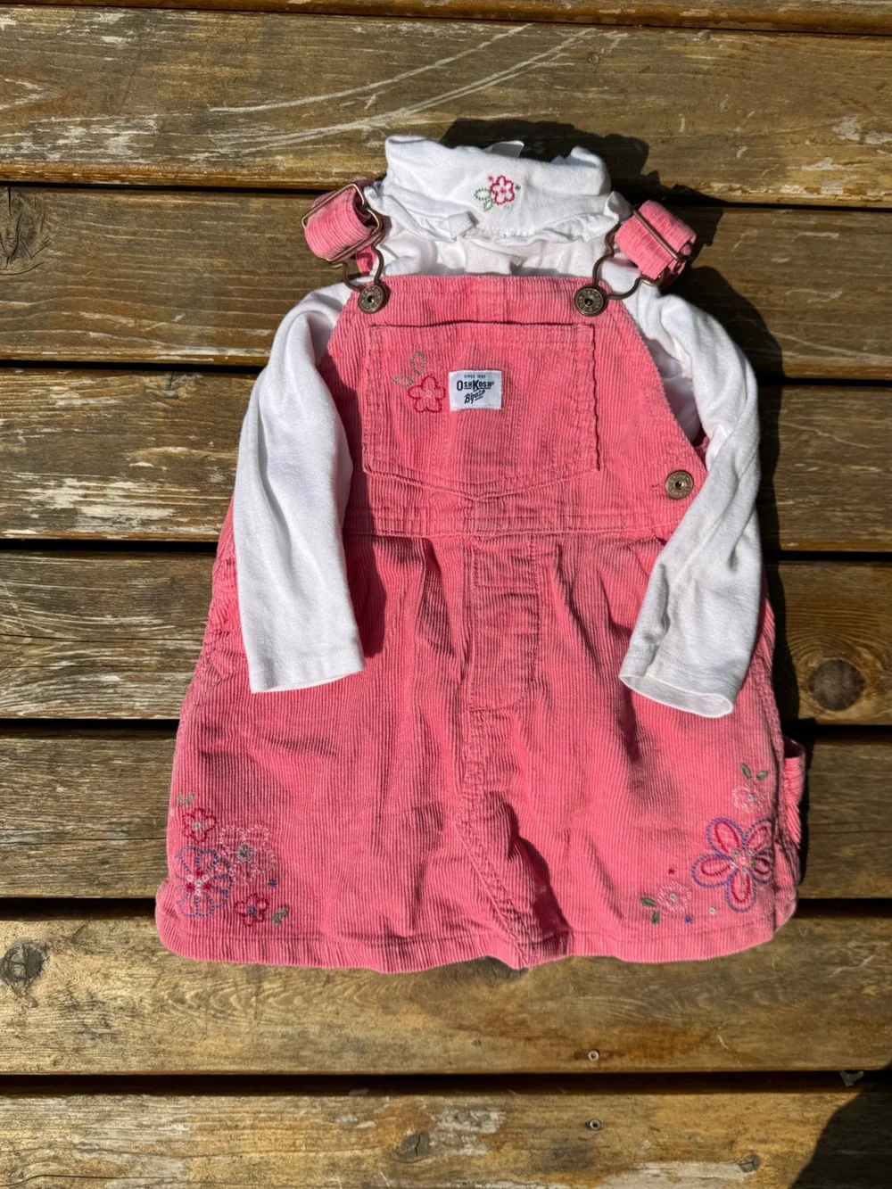 Kids Pink Corduroy Overall Dress